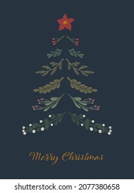 Creative, simple Christmas Card for December holidays vector template