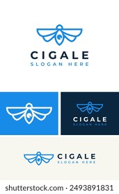 Creativo Simple Cigale Cicada Bug con Visión de Ojos Logo Design Branding Plantilla