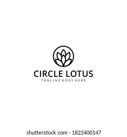 Creative simple circle Artistic Lotus Flower logo design illustration