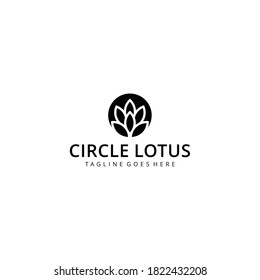 Creative simple circle Artistic Lotus Flower logo design illustration