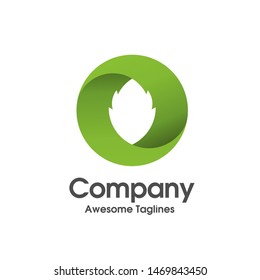 creative simple circle innovation green leaf ecology nature logo