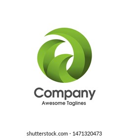 creative simple circle innovation green leaf ecology nature element vector icon