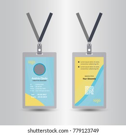Creative Simple Colorful Id Card Design Vector Template, staff id card, vector design and text template illustration
