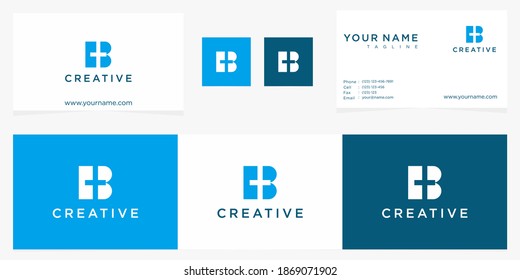 kreative, einfache Vorlage für kreative Visitenkarten mit Cross Buchstaben b Symbol