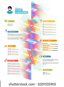 Creative simple cv template with colorful stripes.
