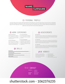 Creative simple cv template with colorful circles shapes.