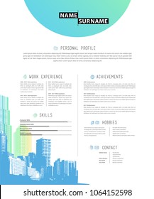 Creative simple cv template with colorful circles shapes.