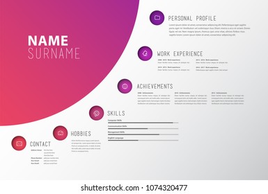 Creative simple cv template with colorful circles shapes.