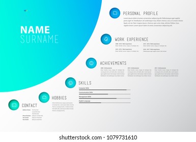 Creative simple cv template with colorful circles shapes.