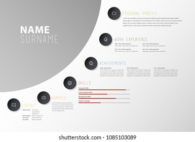 Creative simple cv template with colorful circles shapes.
