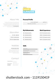 Creative simple cv template with colorful dots.