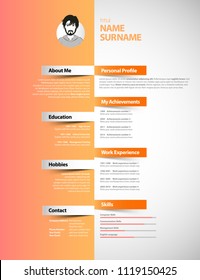 Creative simple cv template with colorful 3D paper stripes.
