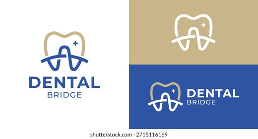 Plantilla creativa del logotipo del puente dental simple. Dientes con Ilustración vectorial de diseño de logotipo de puente.