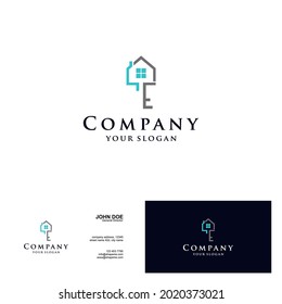 creative simple design logo letter e key estate