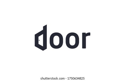 Puerta creativa y sencilla con letra D para el diseño de logotipo vector editable