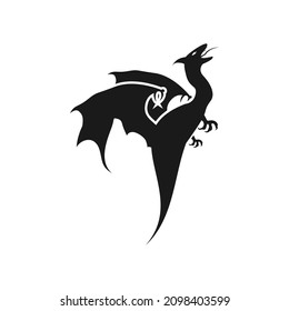 creative simple dragons silhouettes logo stylized vector illustrations