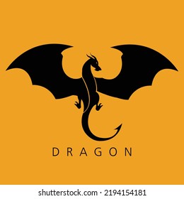 Creative simple dragons silhouettes logo stylized vector illustrations