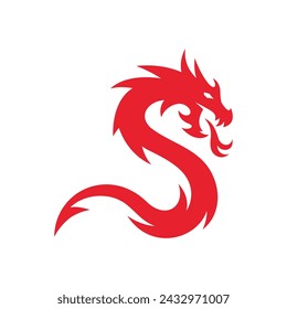 creative simple dragons silhouettes logo stylized vector illustration