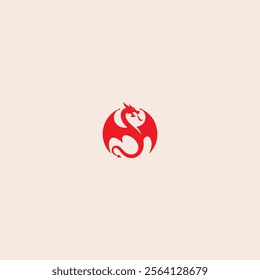 Creative simple dragons silhouettes logo icon flat vector design.