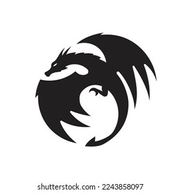 creative simple dragons silhouettes stylized vector illustrations