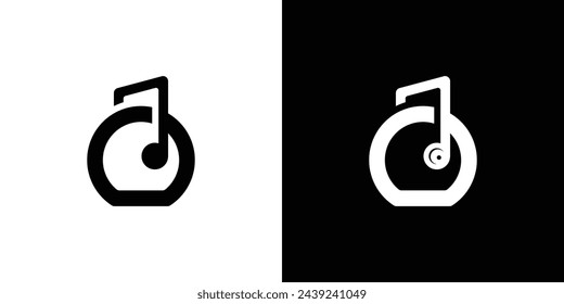 Creative Simple Dumbbell Headphone Logo. Dumbbell and Music Note with Minimalist Style. Gym Fitness Logo Icon Symbol Vector Design Template.