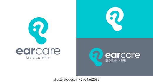 Plantilla creativa del logotipo del cuidado del oído simple. Oreja Abstractas con la letra E Ilustración vectorial inicial del diseño del logotipo.