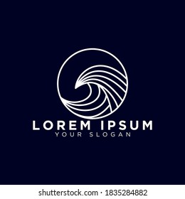 creative simple emblem stamp outline sea vibes logo