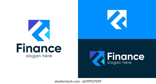 Creative simple finance logo template. Abstract letter F with arrow for Financial management logo design vector illustration.