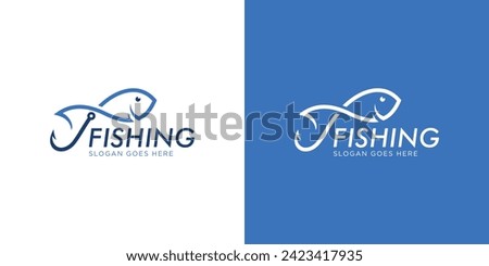 Creative and Simple Fishing Logo. Hook Eye Fish Hunter Logo Design Template.