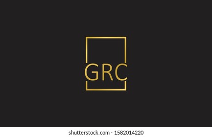 creative simple geometric GRC initial logo template with golden colour for any business or digital cryptocurrency, blockchain, Vector illustration eps 10 svg
