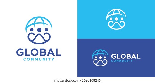 Modelo de logotipo de comunidade global simples e criativo. Ilustração do vetor do design do logotipo da conexão de pessoas.