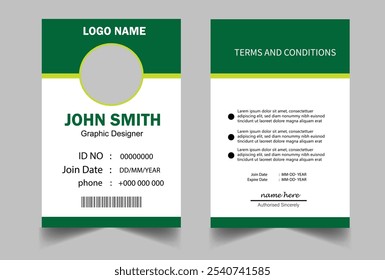 Creative Simple Green  Black Id Card Design Template