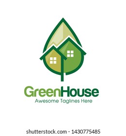 creative simple Green house logo vector