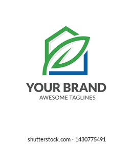 creative simple Green house logo vector