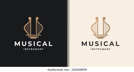 creativo de diseño de diseño de logotipo de arpa simple ilustración vectorial plantilla sobre fondo blanco y oscuro.