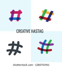 Creative Simple Hashtag Colorful Design - Elements