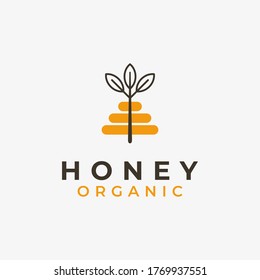 Creative and simple honeycomb with leaf logo design inspiration