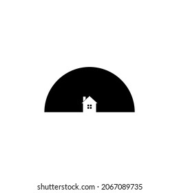 Creative simple house logo design. Isolated in black. Vector illustration.