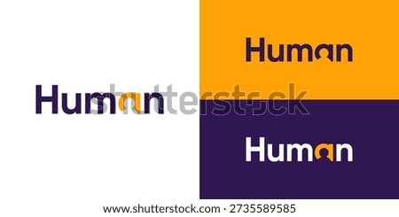 Creative simple human wordmark logo template. Human people person negative space in letter A. team leade logo design vector illustration.