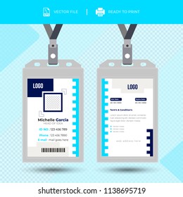 Creative Simple Id Card Design Vector Template.Id card with lanyard set isolated. Name tag holder with pin ribbon, corporate card key, personal security badge, press.