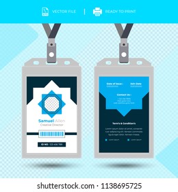 Creative Simple Id Card Design Vector Template.Id card with lanyard set isolated. Name tag holder with pin ribbon, corporate card key, personal security badge, press.