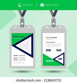 Creative Simple Id Card Design Vector Template.Id card with lanyard set isolated. Name tag holder with pin ribbon, corporate card key, personal security badge, press.