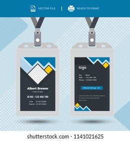 Creative Simple Id Card Design Vector Template.Id card with lanyard set isolated. Name tag holder with pin ribbon, corporate card key, personal security badge, press.