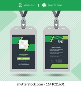 Creative Simple Id Card Design Vector Template.Id card with lanyard set isolated. Name tag holder with pin ribbon, corporate card key, personal security badge, press.