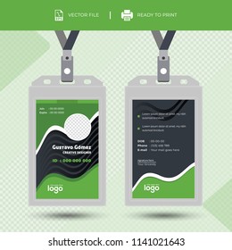 Creative Simple Id Card Design Vector Template.Id card with lanyard set isolated. Name tag holder with pin ribbon, corporate card key, personal security badge, press.