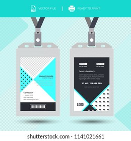 Creative Simple Id Card Design Vector Template.Id card with lanyard set isolated. Name tag holder with pin ribbon, corporate card key, personal security badge, press.