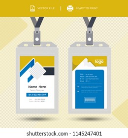 Creative Simple Id Card Design Vector Template.Id card with lanyard set isolated. Name tag holder with pin ribbon, corporate card key, personal security badge, press.