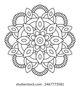 creative and simple indian vector mandala design for coloring book, soothing and simple mandala art
