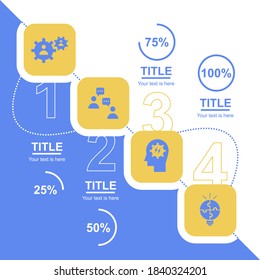 Kreative und einfache Infografik mit gelber und blauer Farbe