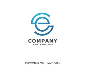 creative simple initial letter e lines color circle logo concept